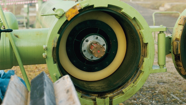 “Detail view of control pig for pipeline cleaning”